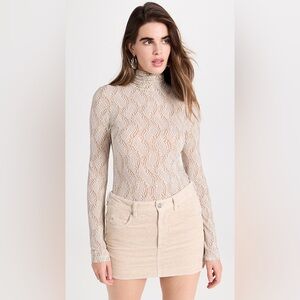 Cream Fitted Ribbed Bodysuit